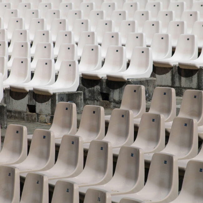 Photo of open-air theatre chairs.